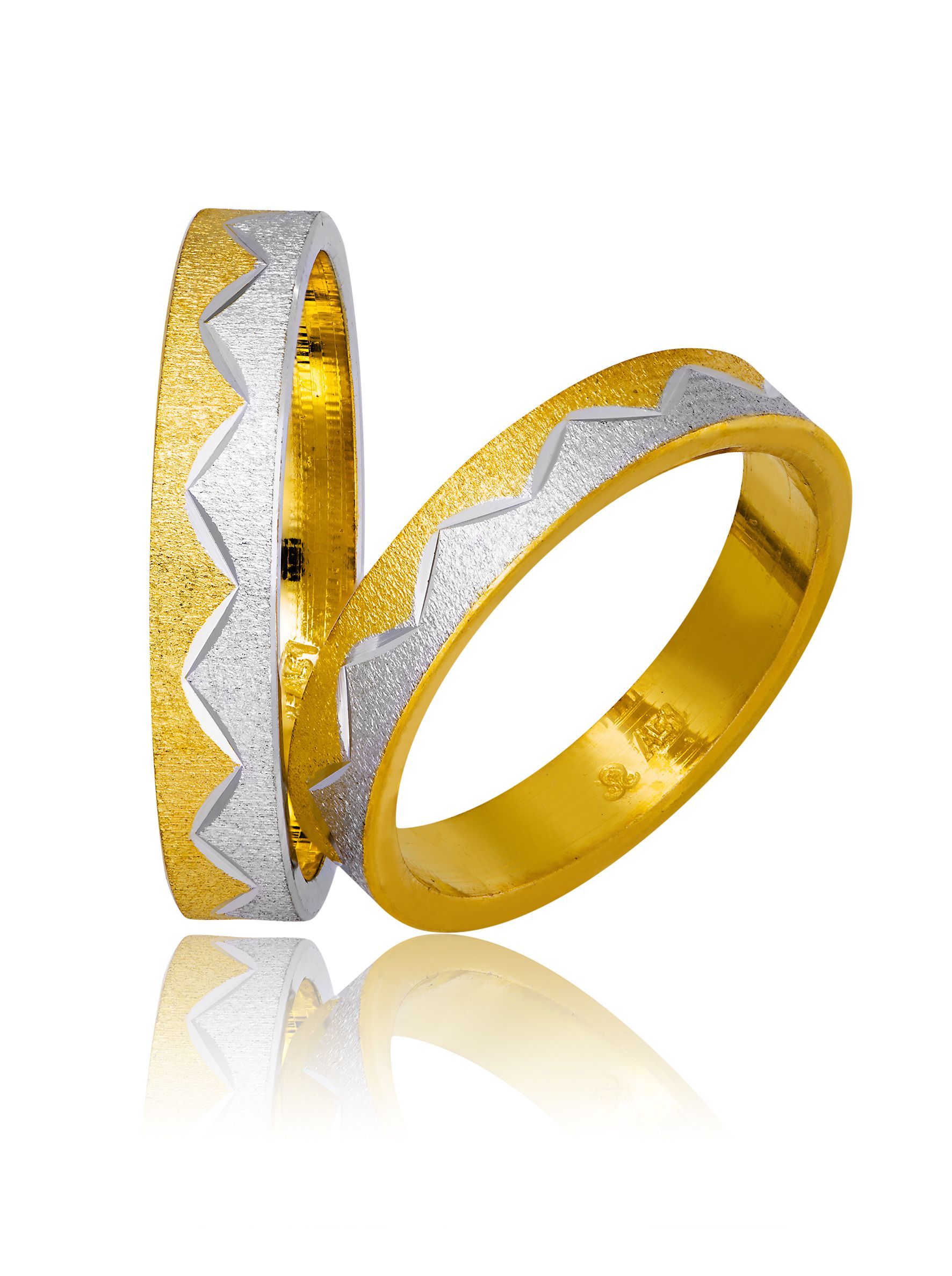 White gold & gold wedding rings 4mm (code 747)